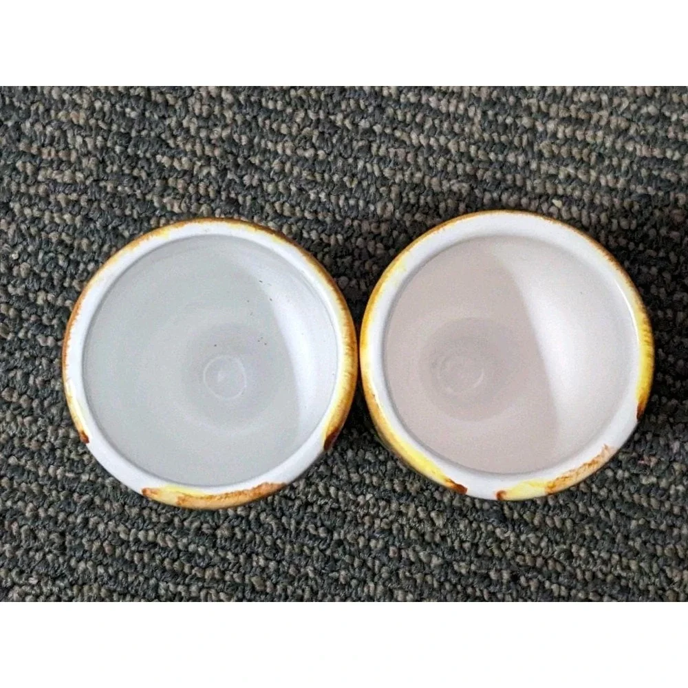 Pair Of Vintage Hand Painted Lady Face Ceramic Egg Cup Holders Unique